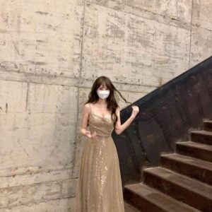 Brown party dress for rent