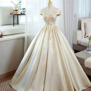 Light Golden Prom Dress for Rent